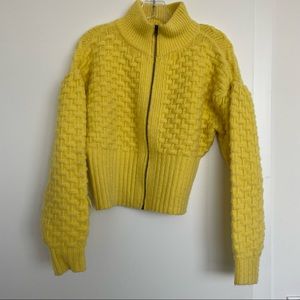 Maeve by Anthropologie bubble sleeve zip up cardigan